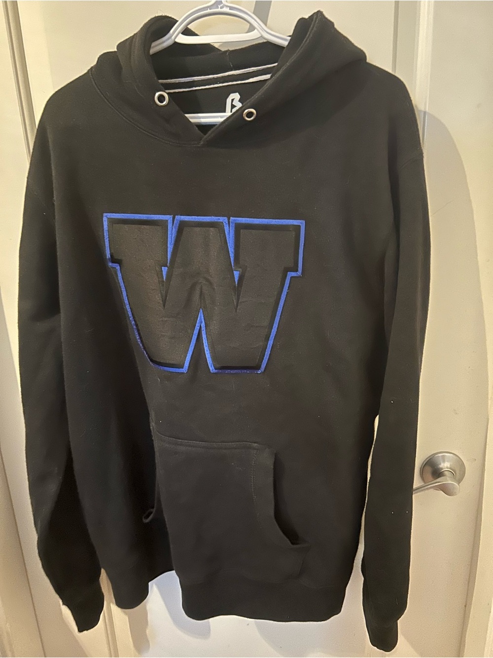 Winnipeg Blue Combers Black Hoodie with Blue-Outlined 'W' Graphic - XL